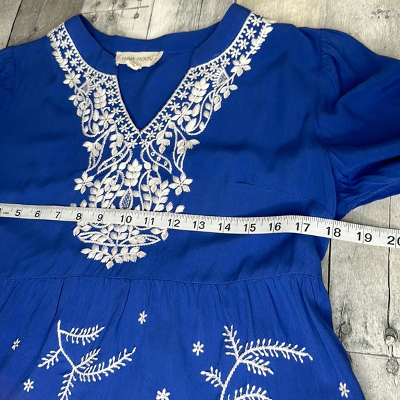 Anthropologie Luna Moon Blue Embroidered Top Size S - Picture 6 of 7